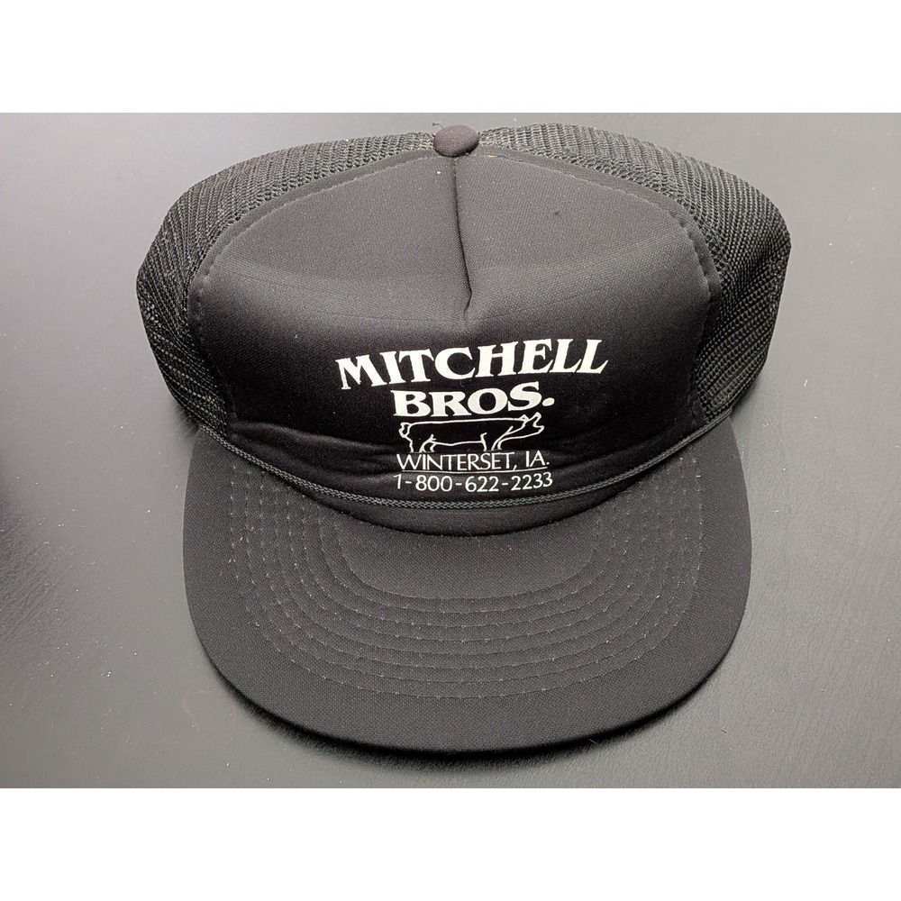Mitchell Bros Winterset Iowa Snapback Hat Hogs Agriculture Black OSFM Trucker